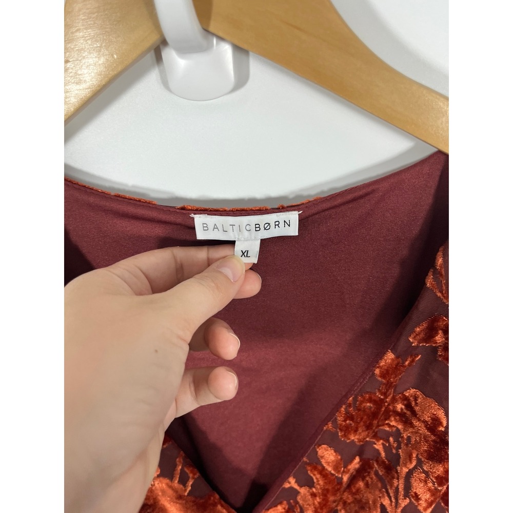 Baltic Born Women Uma Maxi Wrap Dress XL Copper Floral Velvet Burnout Event - Picture 3 of 9
